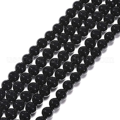 Synthetic Black Stone Beads Strands US-GSR10mmC044-1