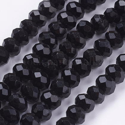 Opaque Solid Color Faceted Glass Beads Strands US-EGLA-J047-6x4mm-07-1