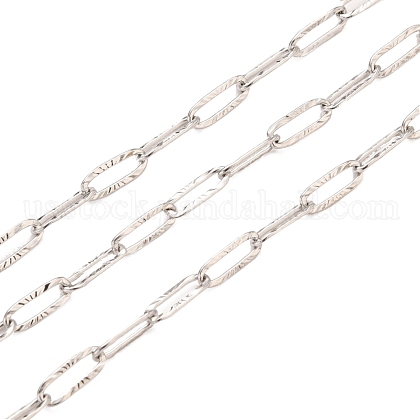 304 Stainless Steel Textured Paperclip Chains US-CHS-I009-01P-1