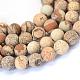 Frosted Natural Picture Jasper Round Bead Strands US-G-E334-8mm-26-1