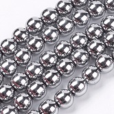 About 70pc Non-Magnetic Synthetic Hematite Beads Strands, Round