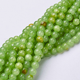 Natural Flower Jade Beads Strands US-GSR8mmC193