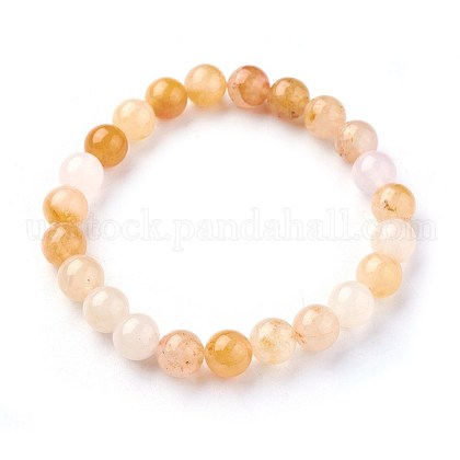 Natural Topaz Jade Beads Stretch Bracelets US-BJEW-F380-01-B07-1
