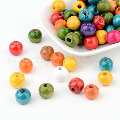 Mixed Round Natural Wood Beads US-X-TB12mmY-1