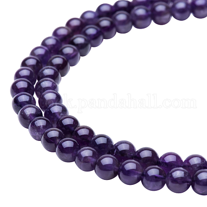 Natural Amethyst Round Beads Strands US-G-PH0018-6mm-1