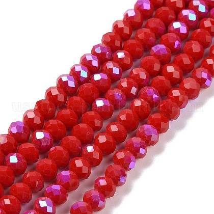 Electroplate Opaque Solid Color Glass Beads Strands US-EGLA-A034-P4mm-L04-1