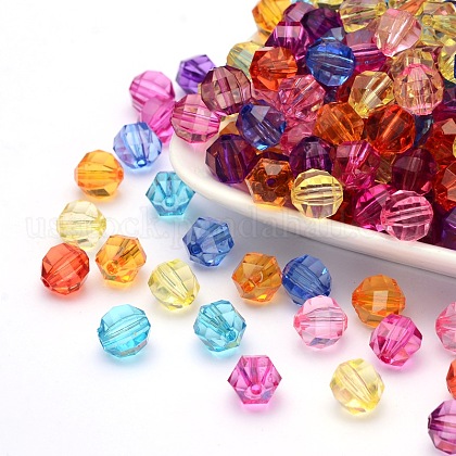 Mixed Color Transparent Acrylic Faceted Round Beads US-X-PL990Y-1