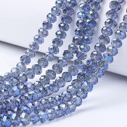 Electroplate Transparent Glass Beads Strands US-EGLA-A034-T10mm-Y04-1