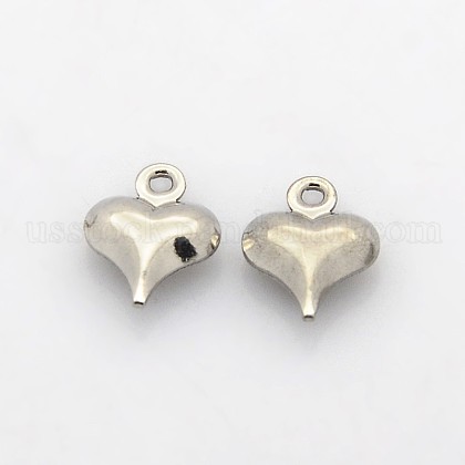 304 Stainless Steel Puffed Heart Charms US-STAS-N038-05-1