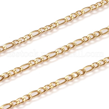 Ion Plating(IP) 304 Stainless Steel Figaro Chains US-CHS-H007-30G-1