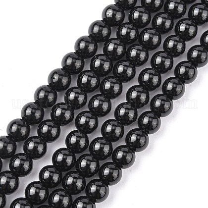 Synthetic Black Stone Beads Strands US-GSR6mmC044-1