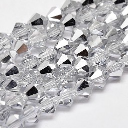 Imitate Austrian Crystal Electroplate Bicone Glass Faceted Bead Strands US-GLAA-F029-4x4mm-B01