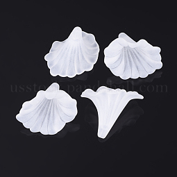 Transparent White Color Frosted Acrylic Flower Beads US-X-BSF796
