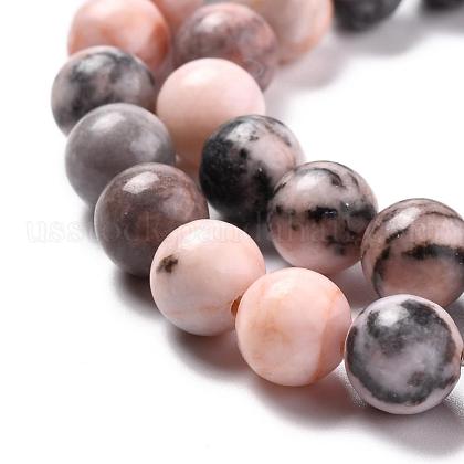Natural Pink Zebra Jasper Round Bead Strands&nbsp;US-G-E334-8mm-11-3