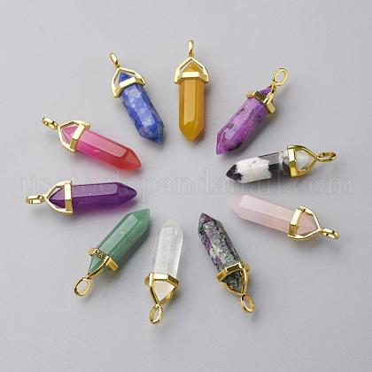 Natural Mixed Stone Double Terminated Pointed Pendants US-G-G902-B-1