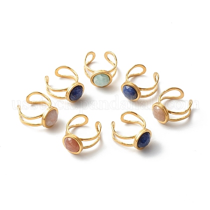 Natural Mixed Gemstone Cuff Ring US-RJEW-JR00365-1