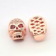 Fashionable Brass Micro Pave Cubic Zirconia Skull Hollow Beads US-ZIRC-L007-07-2