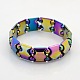 Electroplated Magnetic Hematite Stretch Bracelets for Valentine's Day Gift US-BJEW-M066-07-1