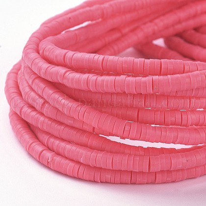 Flat Round Handmade Polymer Clay Bead Spacers&nbsp;US-CLAY-R067-4.0mm-25-4