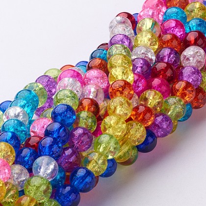 Crackle Glass Beads Strands US-GGM002-1