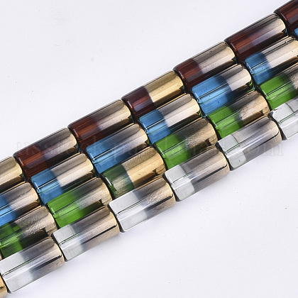 Half Electroplate Glass Beads Strands US-EGLA-S177-01-1