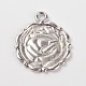 Flower Alloy Pendant Cabochon Settings and Half Round/Dome Clear Glass Cabochons US-DIY-X0221-AS-FF-5