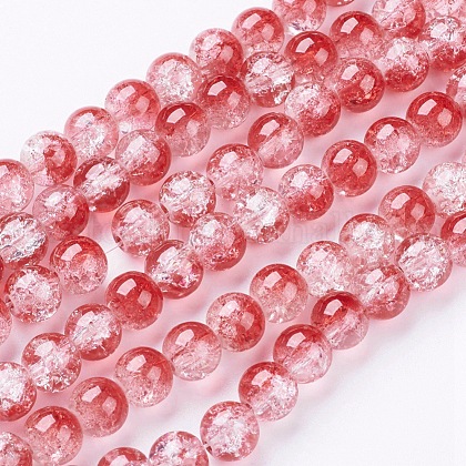 Crackle Glass Beads Strands US-GGC8mmY-A74-1