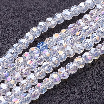 Glass Beads Strands US-GF6mm01Y-AB-1
