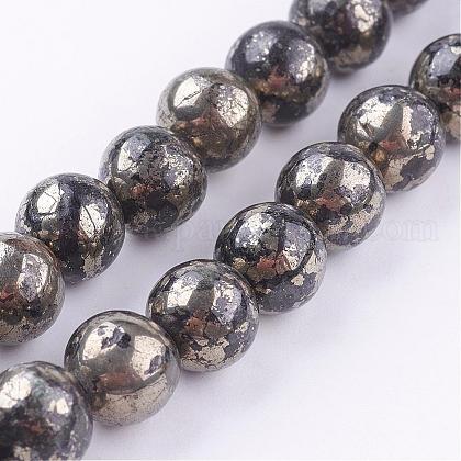 Natural Pyrite Beads Strands US-G-P303-01-8mm-8-1