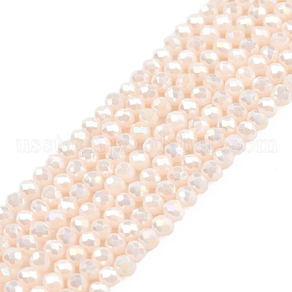 Electroplate Opaque Solid Color Glass Beads Strands US-EGLA-Q112-B17-1