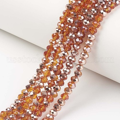 Electroplate Transparent Glass Beads Strands US-EGLA-A034-T8mm-N13-1