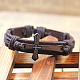 Adjustable Cross with Word Iron Braided Leather Cord Bracelets US-BJEW-P0001-02A-2
