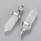 Natural Quartz Crystal Double Terminated Pointed Pendants US-G-F295-04G-2