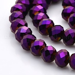 Full Plated Faceted Rondelle Glass Beads Strands US-GLAA-A024F-FP03