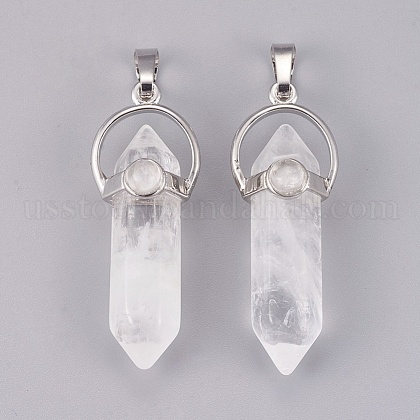Natural Quartz Crystal Double Terminated Pointed Pendants US-G-P373-B04-1