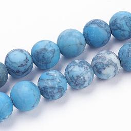 Dyed Natural Map Stone/Picasso Stone/Picasso Jasper Beads Strands US-G-F520-52-8mm