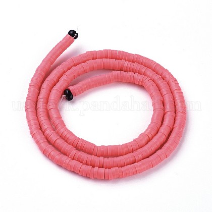 Flat Round Handmade Polymer Clay Bead Spacers&nbsp;US-CLAY-R067-4.0mm-25-2