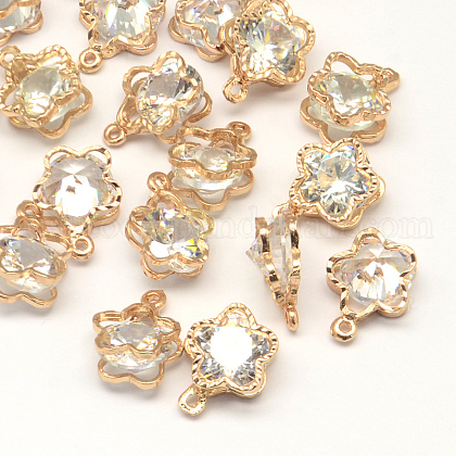 Flower Alloy Charms US-ZIRC-R007-044A-03-1