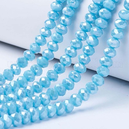 Electroplate Glass Beads Strands US-EGLA-A034-P4mm-B15-1