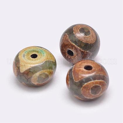 Tibetan Style 3-Eye dZi Beads US-TDZI-G009-B38-1