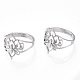 304 Stainless Steel Hollow Out Flower Adjustable Ring US-RJEW-T027-03P-2