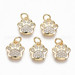 Brass Micro Pave Clear Cubic Zirconia Charms US-RJEW-T063-38G-NF