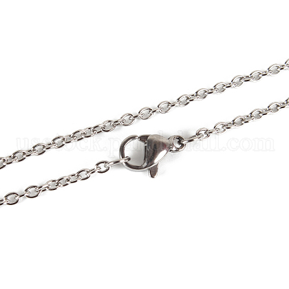 Classic Plain 304 Stainless Steel Mens Womens Cable Chain Necklace Making US-STAS-P045-01P-1
