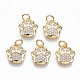 Brass Micro Pave Clear Cubic Zirconia Charms US-RJEW-T063-38G-NF-1