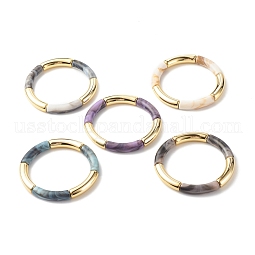 Acrylic Imitation Gemstone Curved Tube Beaded Chunky Stretch Bracelet for Women US-BJEW-JB07634
