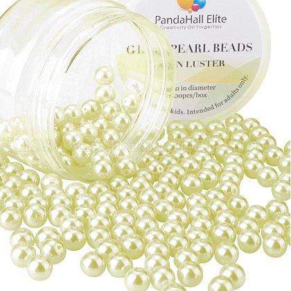 8mm About 200Pcs Glass Pearl Beads Tiny Satin Luster Loose Round Beads in One Box for Jewelry Making US-HY-PH0001-8mm-012-1