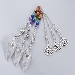 Chakra Jewelry Natural Quartz Crystal Cone Dowsing Pendulums US-G-G771-E07