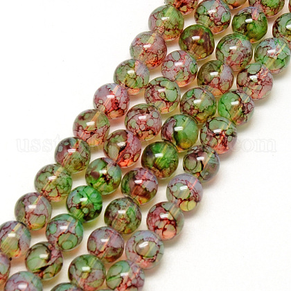 Baking Painted Glass Beads Strands US-DGLA-Q023-6mm-DB73-1