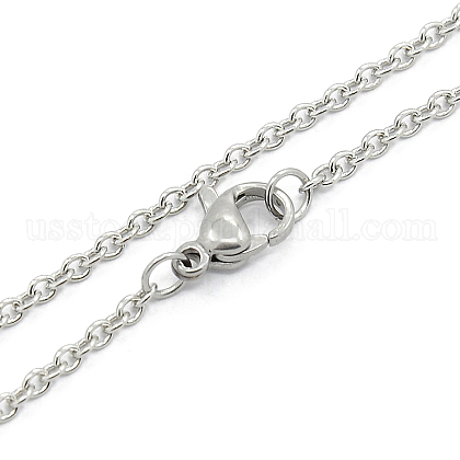 Unisex Classic Plain 304 Stainless Steel Mens Womens Cable Chain Necklaces US-STAS-O037-83P-1