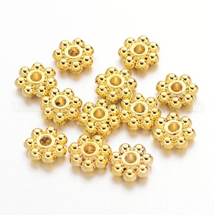 Golden Alloy Flower Spacer Beads US-X-K08JV012-1